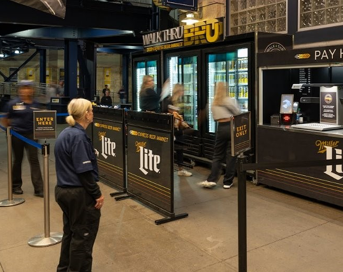 Walk Thru Bru Express Beer Market refrigerated kiosk and payment station at PNC Park.